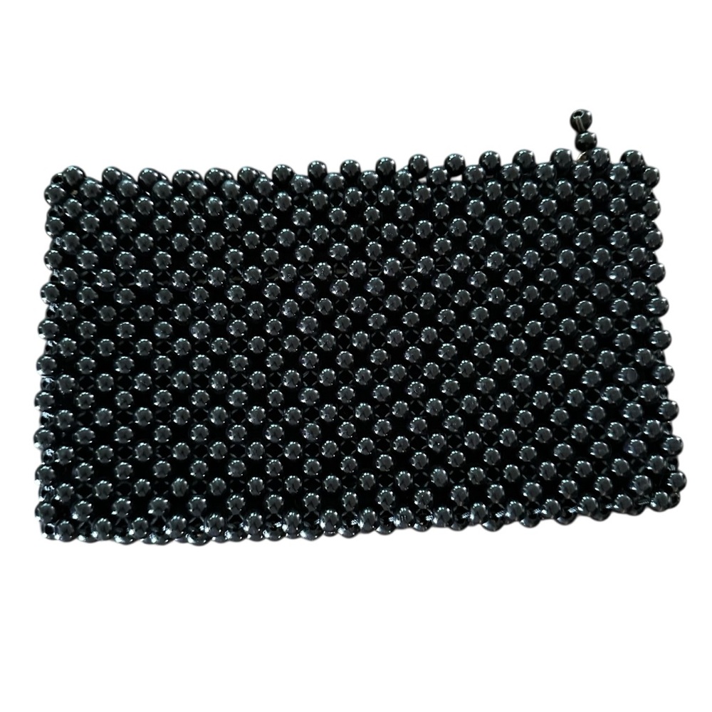 Vintage Black Beaded Clutch Purse Valerie Made in Japan 1960s Evening Bag